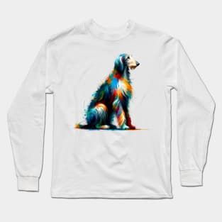 Elegant Scottish Deerhound in Vivid Splash Art Long Sleeve T-Shirt